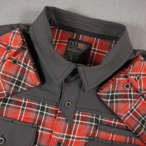 5.11 Tactical Endeavor Flannel Plaid Shirt Utility Mens M Red Black Long Sleeve